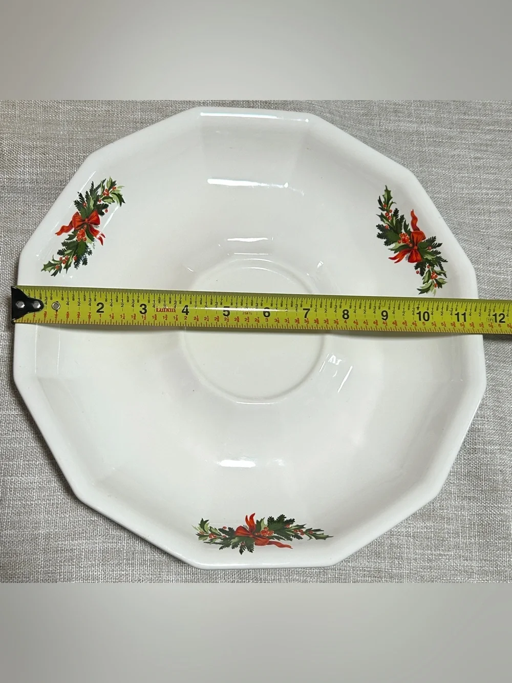 Pfaltzgraff White Chip & Dip Set with Green and Red Holiday Tree Motif